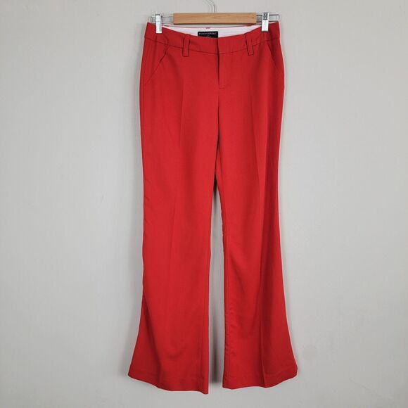 Banana Republic Pants - Banana Republic Pants Womens 2 Martin Fit Red Flat Front Trouser Rayon Wide Leg